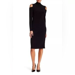 Laundry by Design Knit Cold Shoulder stretch Dress BLACK sz XS EUC